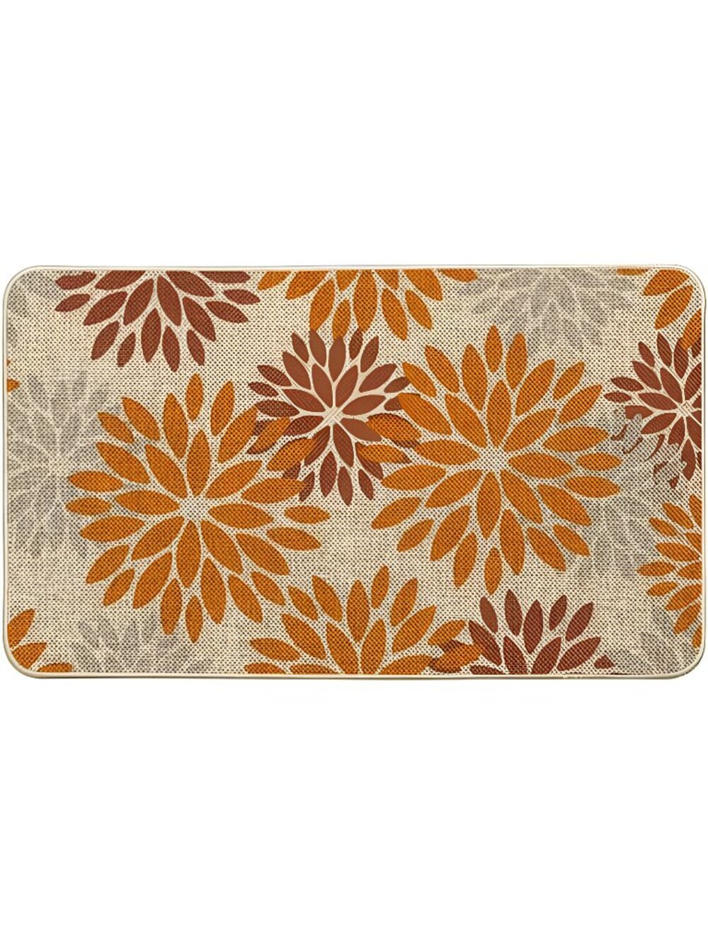Orange Brown Dahlia Floral Pinnata Fall Doormat, Home Entryway Welcome Decor